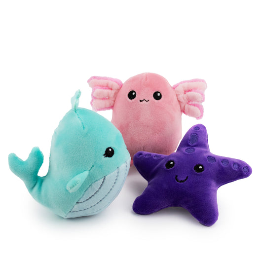 4 bubble buddies w/ squeaker - soft plush squeaky dog toy with corduroy-style texture, fun for pet play and snuggles