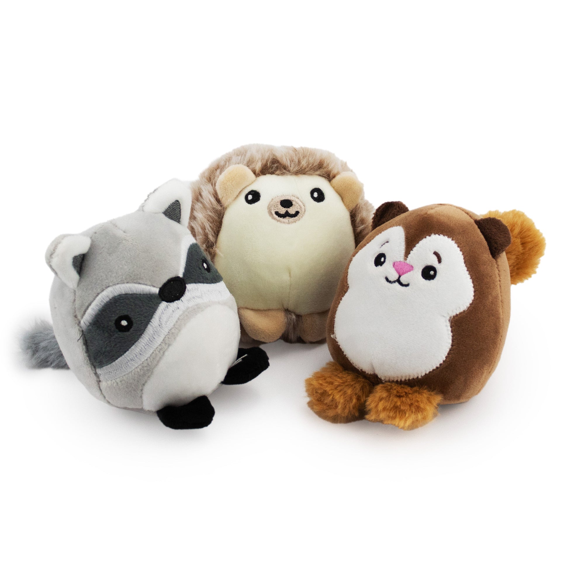 3.5 woodland tricksters w/ squeaker - 3 - pack - soft plush squeaky dog toy with corduroy-style texture, fun for pet play and snuggles