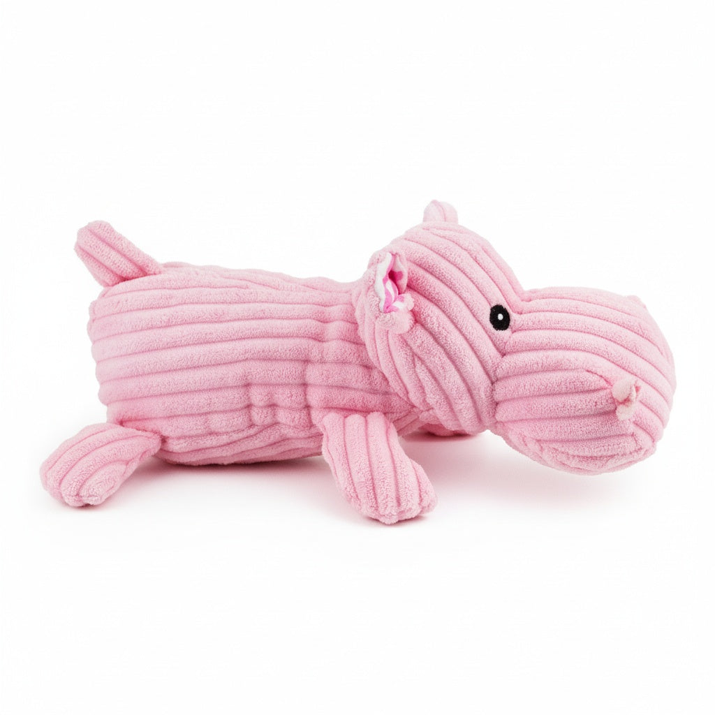 12" Corduroy Lying Hippo w/ Squeaker & Crinkle