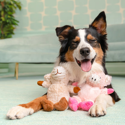 7" Two Tone Cuddle Pig & Lamb w/ Squeaker & Corduroy